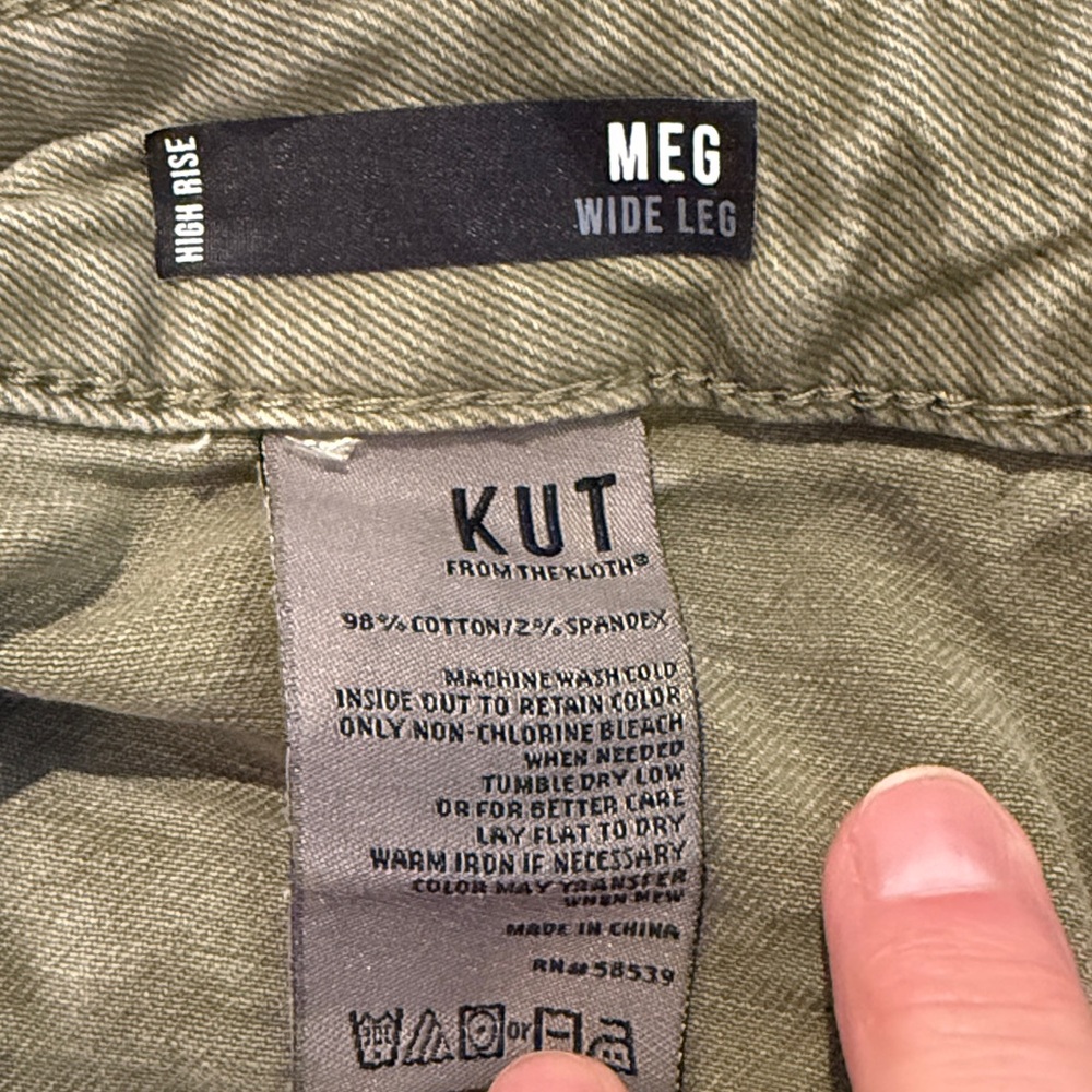 Kut from the Kloth Olive Green High-Rise Wide Leg Jeans - Picture 7 of 7